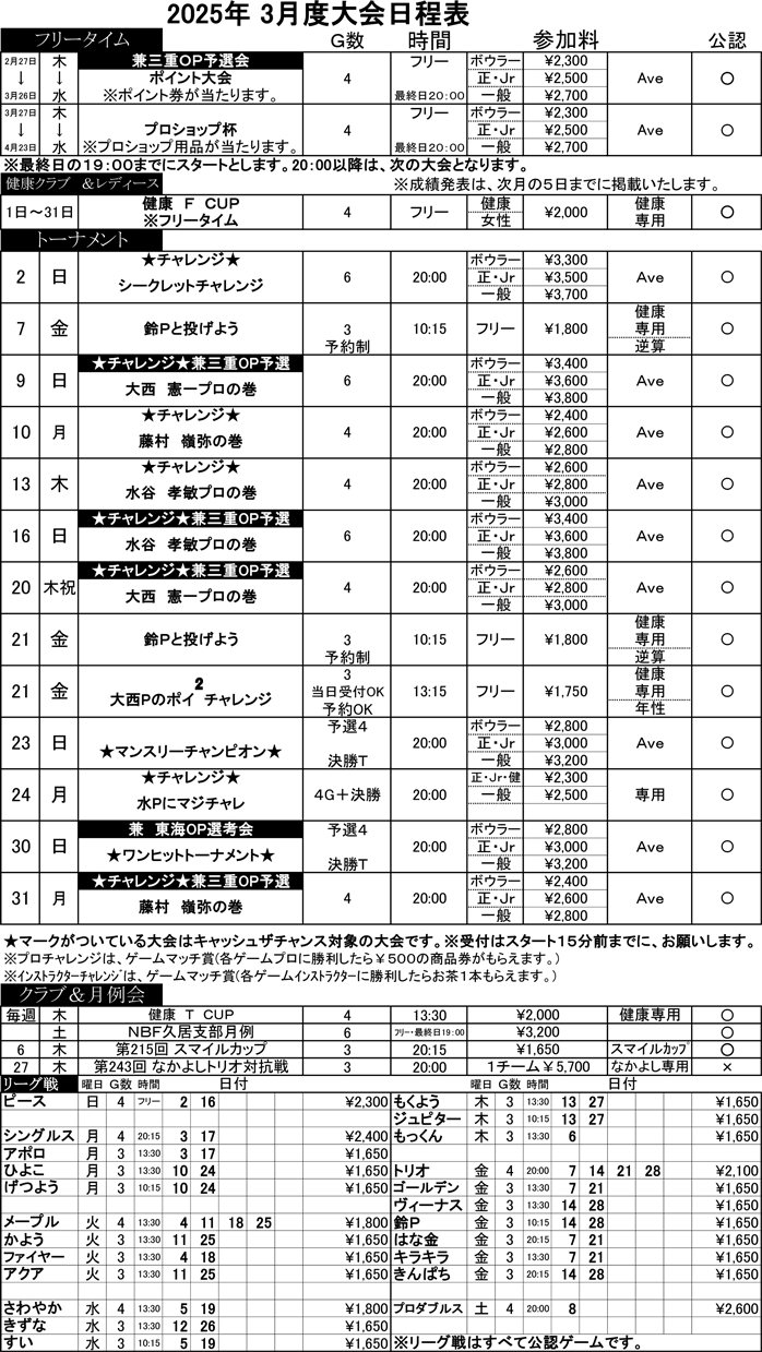 ☆3月度大会日程